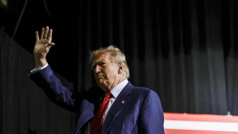 
                        FILE — Former President Donald Trump, the Republican presidential nominee, waves during a campaign rally at the Tucson Music Hall in Tucson, Ariz., on Thursday, Sept. 12, 2024. The former president left many key details about the overtime plan unaddressed, including whether the exception would apply to the payroll taxes that fund Social Security and Medicare. (Adriana Zehbrauskas/The New York Times)
                      