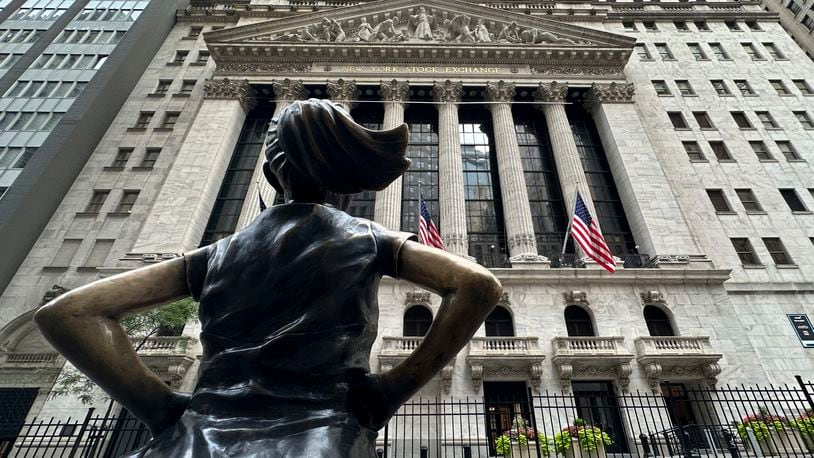 The Fearless Girl statue stands in front of the New York Stock Exchange on Wednesday, June 26, 2024 in New York. Shares have advanced in Europe and Asia after a rebound for Nvidia offset weakness on Wall Street. (AP Photo/Peter Morgan)