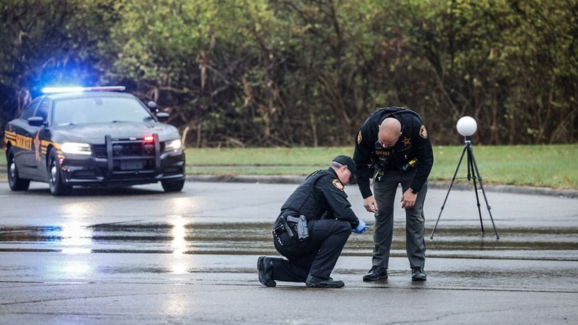 Montgomery County sheriff deputies investigate a shooting at Turner Road and Philadelphia Drive Friday morning November 17, 2023. JIM NOELKER/STAFF