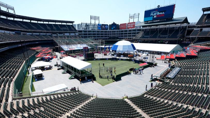 *The All Star Village is set up inside the Choctaw Stadium ahead of the MLB All Star baseball game in Arlington, Texas, Thursday, July 11, 2024. (AP Photo/LM Otero)