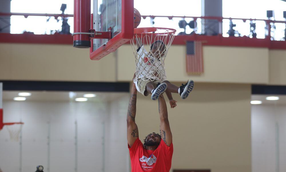 Former Dayton star Obi Toppin holds his fourth annual Obi Toppin Basketball ProCamp on Wednesday, Aug. 7, 2024, at the UD RecPlex. David Jablonski/Staff