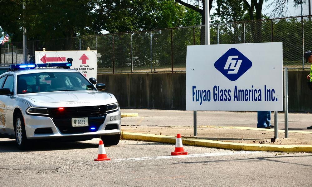 A large law enforcement presence was reported at Fuyao Glass America in Moraine on Friday, July 26, 2024. MARSHALL GORBY / STAFF