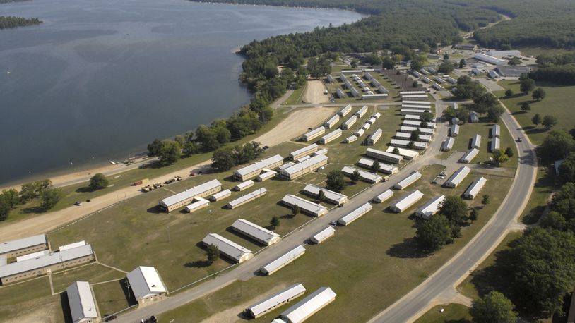 FILE - This photo shows an aerial view of Camp Grayling Joint Maneuver Training Center in Grayling, Mich., July 19, 2014. (AP Photo/John L. Russell, File)