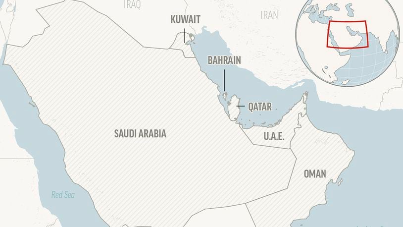 This is a locator map for the Gulf Cooperation Council member states: Saudi Arabia, Bahrain, Qatar, Oman, Kuwait and United Arab Emirates. (AP Photo)