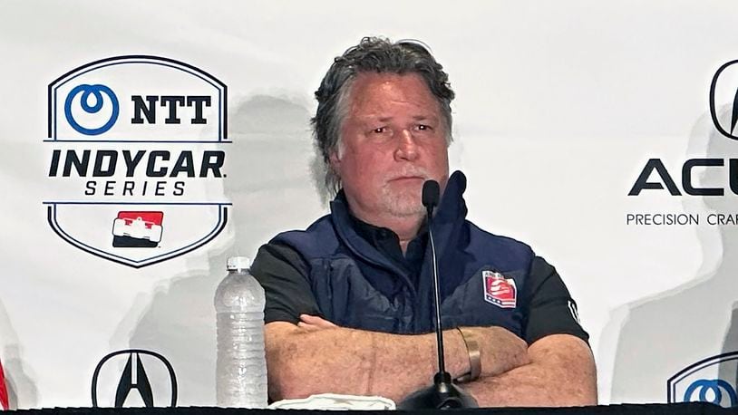 FILE - Michael Andretti attends a news conference for the IndyCar Grand Prix of Long Beach auto race, Saturday, April 15, 2023 in Long Beach, Calif. (AP Photo/Jenna Fryer, File)