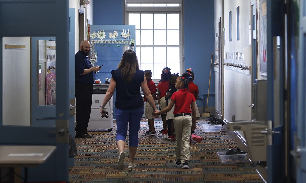 Students going to classes on the first day of school Thursday, Aug. 8, 2024 at DECA Prep School. MARSHALL GORBY\STAFF