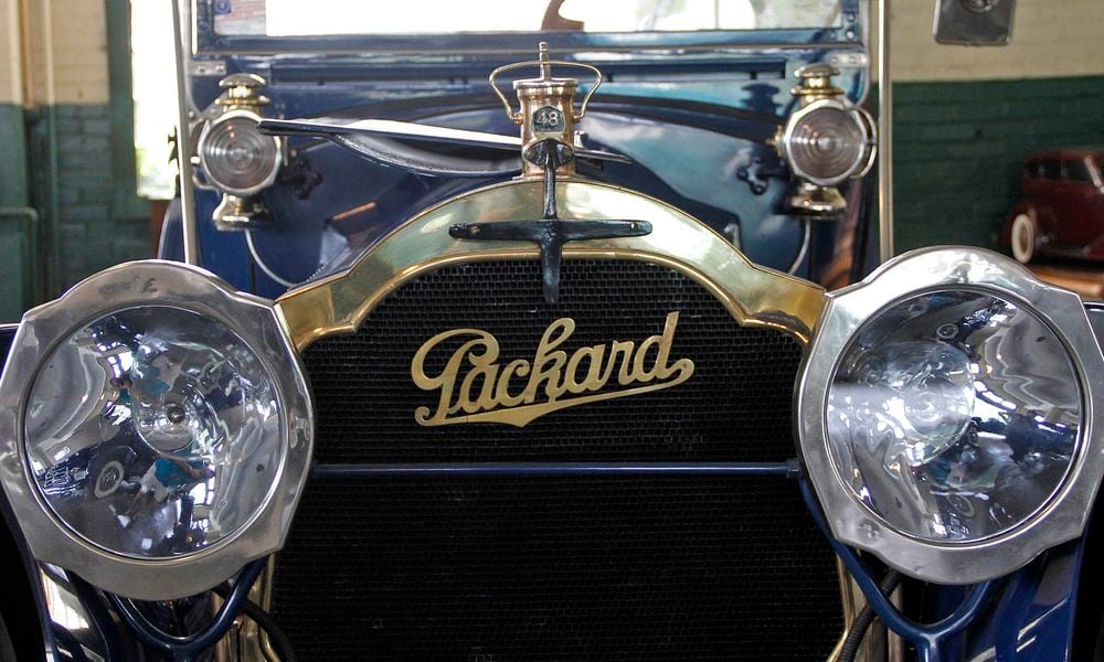 The brass grille and polished headlights highlight the 1914 Packard Model 4-48 Runabout. Packard will be the featured marque at the Dayton Concours d'Elegance on Sept. 15 at Carillon Park. SKIP PETERSON / CONTRIBUTED Photo by Skip Peterson