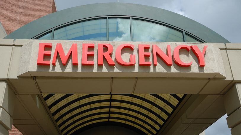 Stock photo of the exterior of a hospital emergency room.