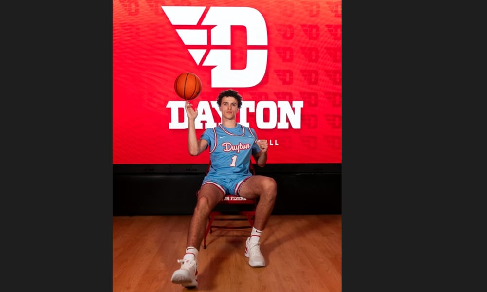 Damon Friery poses for a photo during his official visit to Dayton in August 2024. Contributed photo