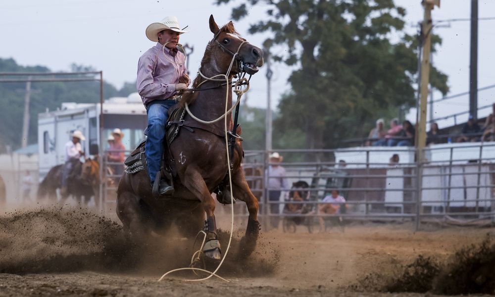 Fans gathered in the grandstands to watch Broken Horn Rodeo at Butler County Fair Tuesday, July 25, 2023 in Hamilton. NICK GRAHAM/STAFF