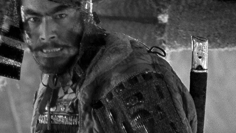 This image released by Janus Films shows Toshirô Mifune in a scene from the 1954 film "Seven Samurai." (Janus Films via AP)