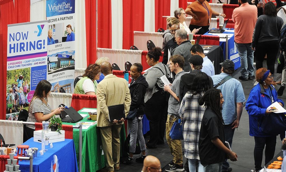 The Montgomery County Workforce Development Services hosted their Spring Job Fair Thursday, April 27, 2023 at the University of Dayton Arena. Job seekers had the opportunity to meet with nearly 150 local employers and explore a variety of jobs. MARSHALL GORBY\STAFF