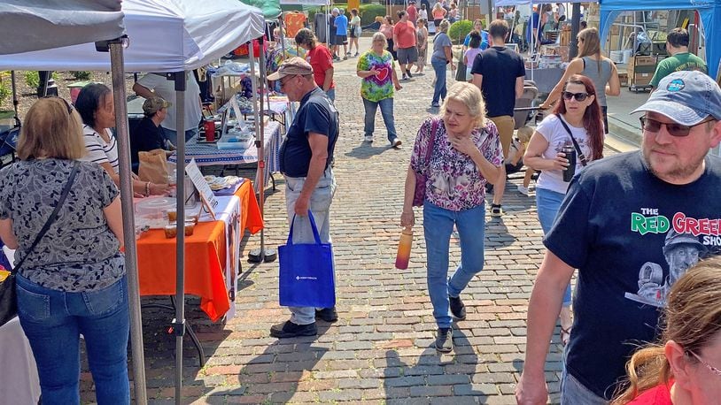 People turned out Saturday morning, June 17, 2023 for the Springfield Farmers Market located Market Street between COhatch and the Clark County Heritage Center. The Farmers Market offers a variety of fresh, local food and craft items. It is open every Saturday 9 AM -12:30 PM. BEN MCLAUGHLIN/STAFF