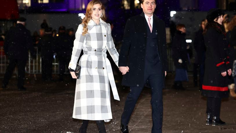 FILE - Britain's Britain's Princess Beatrice and Edoardo Mapelli Mozzi attend the Together At Christmas carol service at Westminster Abbey, in London, Dec. 15, 2022. (Henry Nicholls/Pool Photo via AP, File)