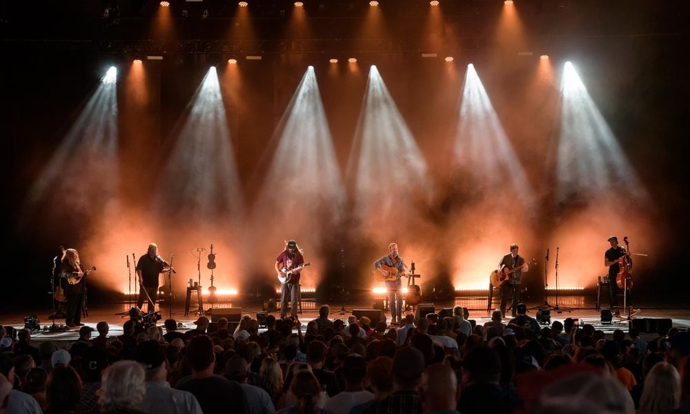 Duluth, Minnesota-based bluegrass, folk and rock sextet Trampled by Turtles brought their tour to the Rose Music Center at The Heights on Friday, Aug. 16, 2024. Waterville, Ohio-based indie-folk trio Oliver Hazard opened the show. TOM GILLIAM / CONTRIBUTING PHOTOGRAPHER