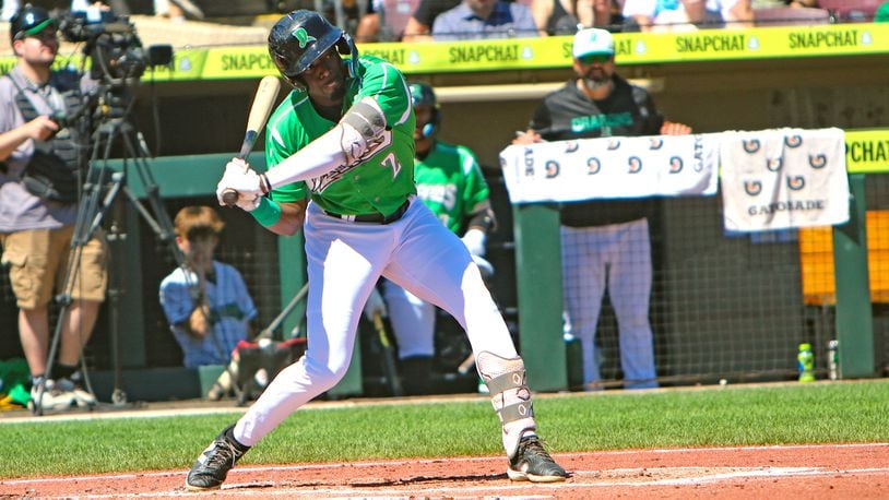 Jay Allen II, shown earlier this season, had three hits in the Dragons' season-ending loss to Lake County on Thursday night. Cassie Pietruszka/CONTRIBUTED