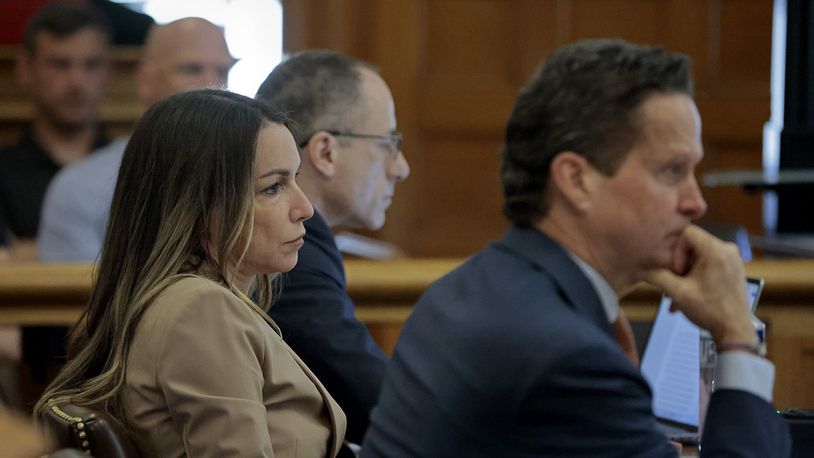 Retired forensic pathologist Dr. Frank Sheridan (not shown) is questioned by defense attorney Elizabeth Little during the murder trial for Karen Read at Norfolk Superior Court, in Dedham, Mass., Monday, June 24, 2024. (Pat Greenhouse/The Boston Globe via AP, Pool)