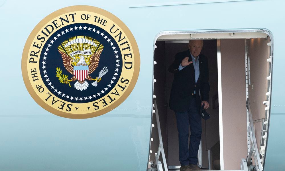 President Joe Biden boards Air Force One at Joint Base Andrews, Md., Wednesday, Oct. 2, 2024. (AP Photo/Cliff Owen)