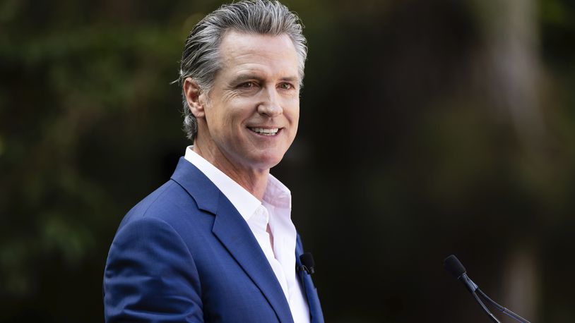 FILE - California Gov. Gavin Newsom speaks at the opening ceremony for Panda Ridge, the new exhibit at the San Diego Zoo, Aug. 8, 2024, in San Diego. (AP Photo/Derrick Tuskan, File)