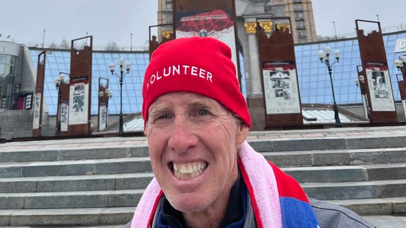 This photo provided by Hédi Aouidj shows Ryan Routh, a suspect in the apparent assassination attempt of Republican presidential nominee and former President Donald Trump, in Maidan, Ukraine on April 10, 2024. (Hédi Aouidj via AP)