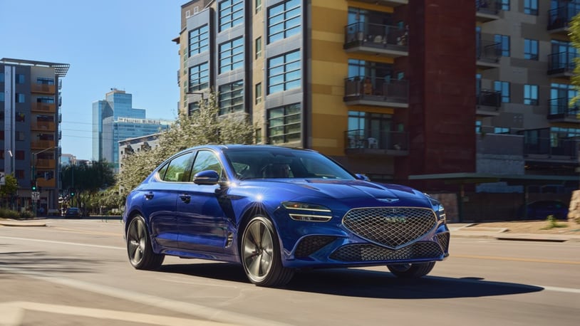 The 2024 Genesis G70 properly earns its “sport” status, especially this model year as improvements include a 2.5-liter turbocharged engine and Brembo, high-performance brakes. CREDIT: GENESIS USA