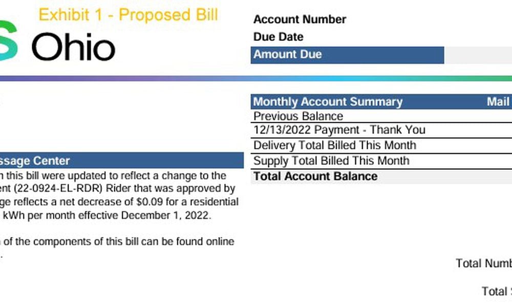 One example of the proposed AES Ohio bill format approved Wednesday by the Public Utilities Commission of Ohio. THOAMS GNAU/STAFF