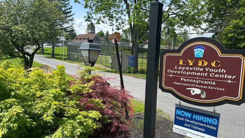 The entrance to the state-run Loysville Youth Development Center in Loysville, Pa., is seen on Monday, May 20, 2024. A set of newly filed lawsuits claims children who were sent to juvenile detention centers in Pennsylvania, including Loysville, suffered a range of sexual abuse, including violent rapes. (AP Photo/Mark Scolforo)