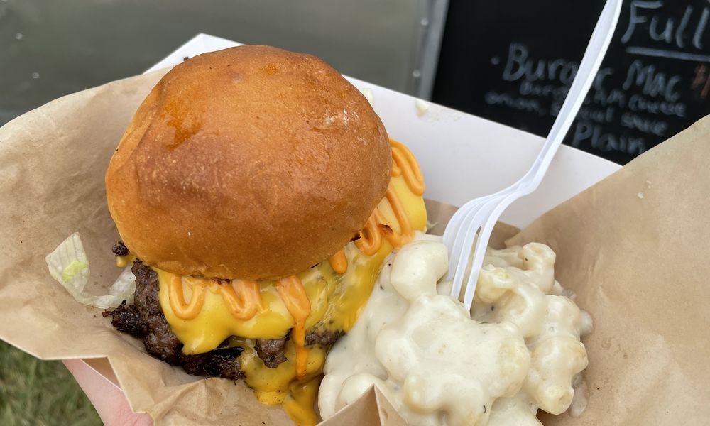 Northridge graduates, Austin Warman and Justin Hamilton, have opened The Food Pit, a food truck serving smash burgers, homemade mac and cheese and more. NATALIE JONES/STAFF