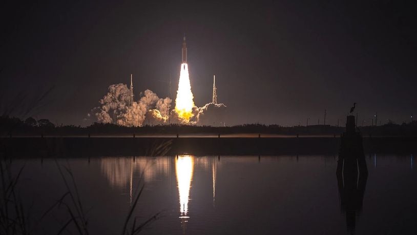 A NASA SLS launches the Artemis l mission from Space Launch Complex 39B at Kennedy Space Center, Fla., Nov. 16, 2022. U.S. Space Force photo by  Joshua Conti.