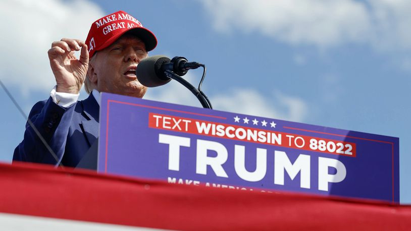 Republican presidential candidate former President Donald Trump speaks at a campaign event Tuesday, June 18, 2024, in Racine, Wis. (AP Photo/Jeffrey Phelps)