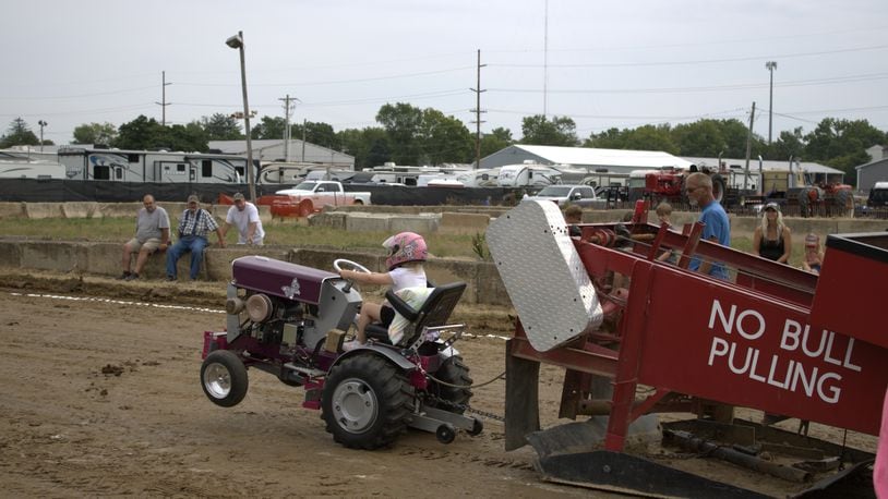 Hazel Irvin pulled her family garden tractor on July 21, 2024 as part of the festivities at the Butler County Fair.