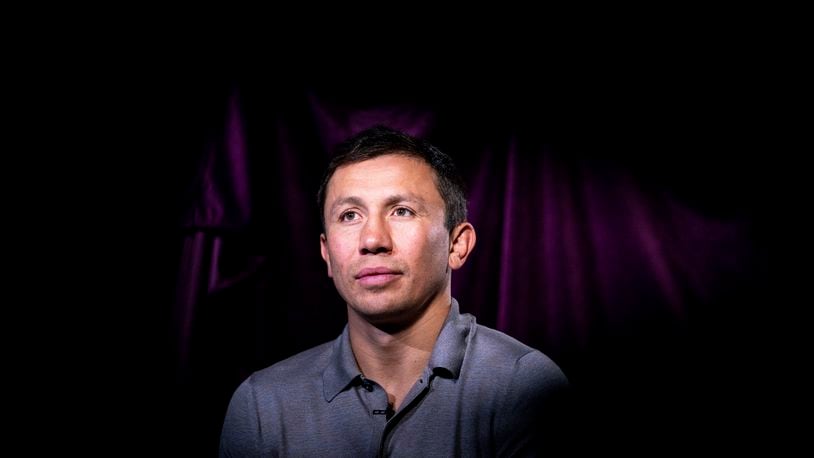 FILE - Boxer Gennadiy Golovkin, of Kazakhstan, speaks during an interview with The Associated Press, Tuesday, June 28, 2022, in New York. (AP Photo/Julia Nikhinson, File)