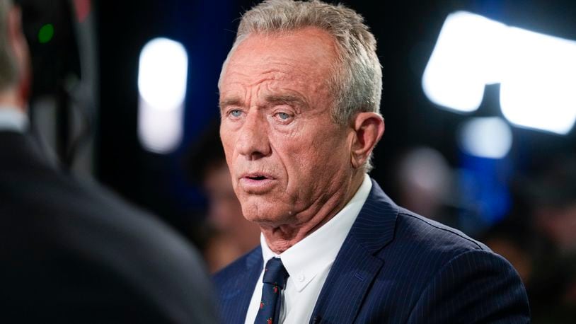 Robert F. Kennedy, Jr. in the spin room after a presidential debate between Republican presidential nominee former President Donald Trump and Democratic presidential nominee Vice President Kamala Harris, Tuesday, Sept. 10, 2024, in Philadelphia. (AP Photo/Matt Rourke)