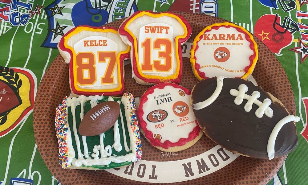 Ashley’s Pastry Shop in Oakwood will have Taylor Swift-themed football cookies for the Super Bowl (CONTRIBUTED PHOTO).