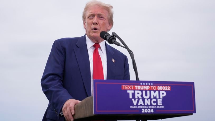 Republican presidential nominee former President Donald Trump speaks during a news conference held at Trump National Golf Club Los Angeles in Rancho Palos Verdes, Calif., Friday, Sept. 13, 2024. (AP Photo/Jae C. Hong)