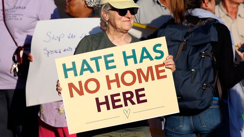 A Peace Rally was held at the Springfield Democratic headquarters on Park Road Wednesday, Sept. 18, 2024. BILL LACKEY/STAFF