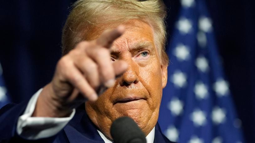 Republican presidential nominee former President Donald Trump speaks at a campaign event at Discovery World, Friday, Oct. 1, 2024, in Milwaukee. (AP Photo/Alex Brandon)