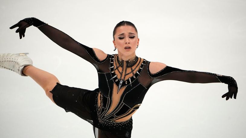 FILE - Russian Kamila Valieva competes in the women's free skate program during the figure skating competition at the 2023 Russian Figure Skating Grand Prix, the Golden Skate of Moscow, in Moscow, Nov. 26, 2023. (AP Photo/Alexander Zemlianichenko)