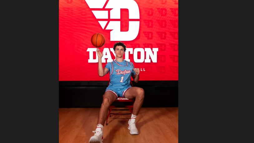 Damon Friery poses for a photo during his official visit to Dayton in August 2024. Contributed photo