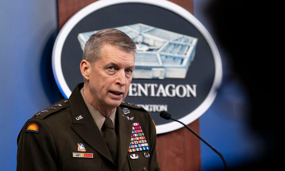 U.S. Army Gen. Daniel Hokanson, Chief of the National Guard Bureau, speaks during a media briefing at the Pentagon, Monday, Jan. 25, 2021, in Washington. (AP Photo/Alex Brandon).