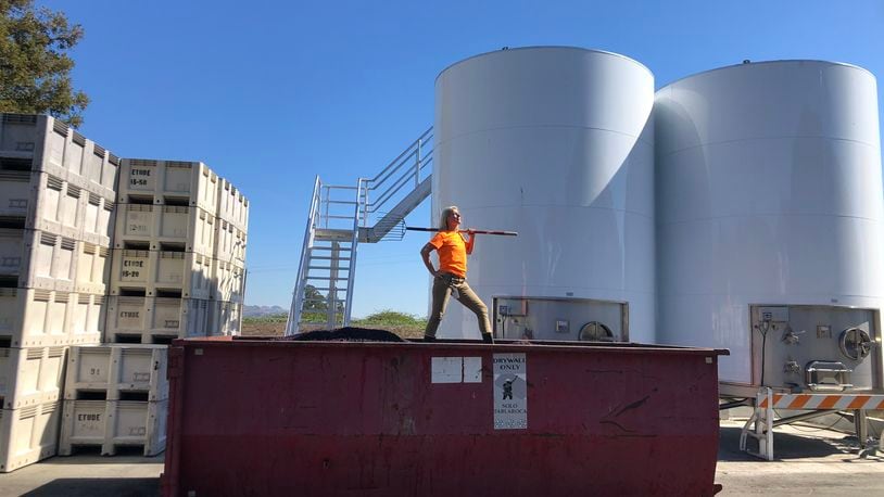 Sommelier Lauren Gay completed a "cellar internship" in Napa, California, in 2020, sorting grapes and managing fermentation for a winery. "It was a great way to learn a different level of the wine industry." Contributed photos