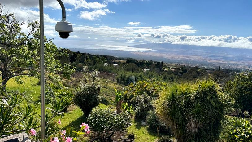 A fire-detection camera overlooks a neighborhood on Thursday, July 18, 2024, in Kula, Hawaii. (AP Photo/Jennifer Sinco Kelleher)