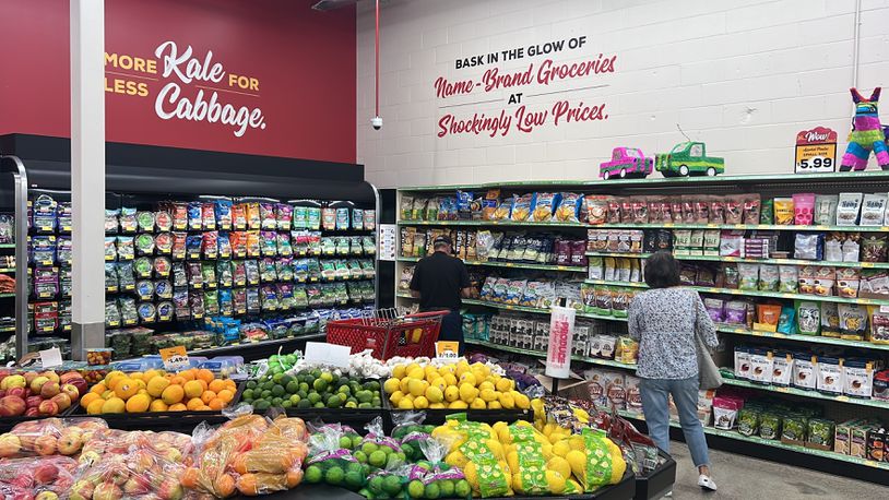 Grocery Outlet Bargain Market is looking to expand into the Dayton region with plans to open locations in Centerville and Englewood. This photo shows customers shopping at a Grocery Outlet store in Pleasanton, California in 2022. AP FILE