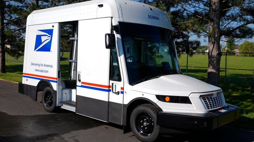 The U.S. Postal Service's next-generation delivery vehicle is displayed at the Kokomo Sorting and Delivery Center in Kokomo, Ind., Thursday, Aug. 29, 2024. (AP Photo/Michael Conroy)