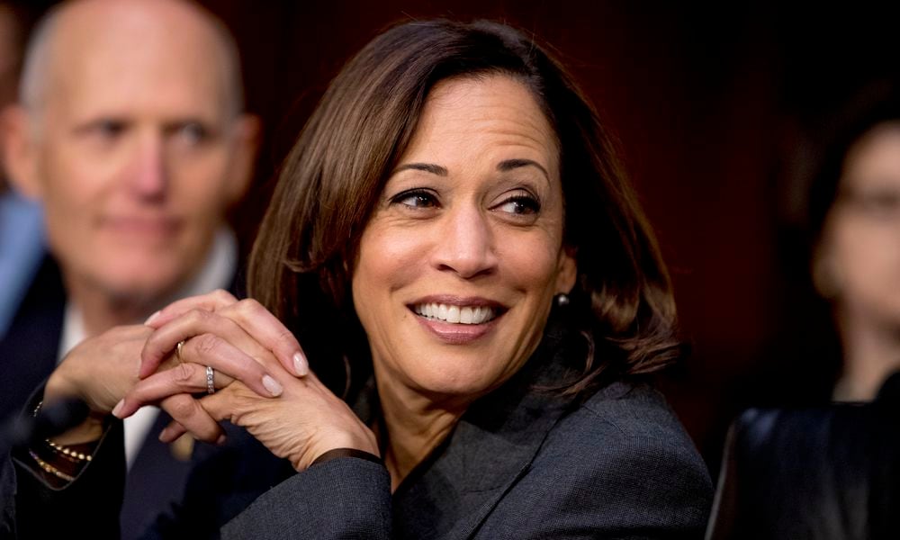 FILE - Democratic presidential candidate Sen. Kamala Harris, D-Calif., appears for a Senate Homeland Security Committee hearing on Capitol Hill in Washington, Nov. 5, 2019. Harris, the daughter of immigrants who rose through the California political and law enforcement ranks to become the first female vice president in U.S. history, is poised to secure the Democratic Party's presidential nomination Monday, Aug. 5, 2024. (AP Photo/Andrew Harnik, File)