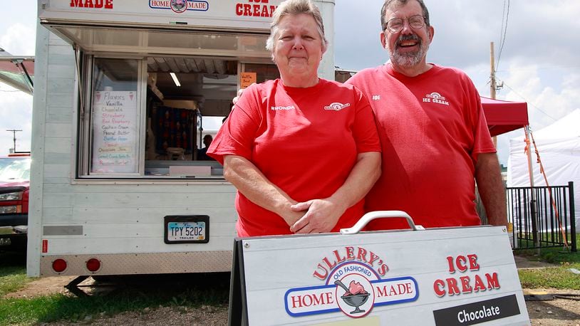 Rhonda and Joe Kramer at Ullery's Homemade Ice Cream at the Clark County Fair Wednesday, July 24, 2024. BILL LACKEY/STAFF