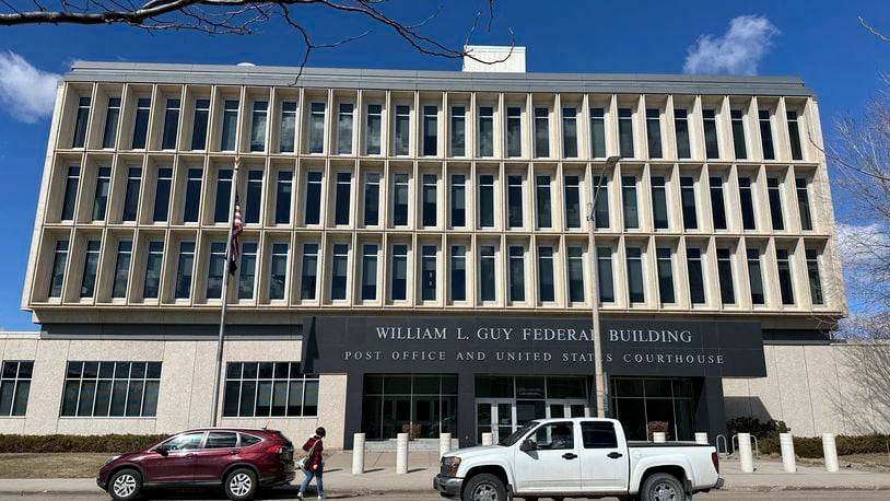 FILE - The William L. Guy Federal Building is seen in Bismarck, N.D., April 2, 2024. (AP Photo/Jack Dura, File)