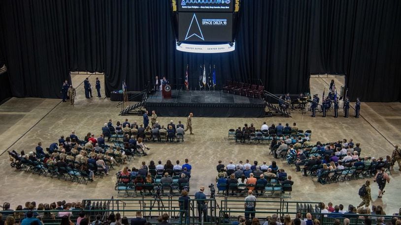 Space Operations Command's newest Delta, Space Delta 18, was activated and the National Space Intelligence Center (NSIC) was established during a ceremony at the Nutter Center on June 24, 2022. (U.S. Space Force photo by Senior Airman Jack Gardner)