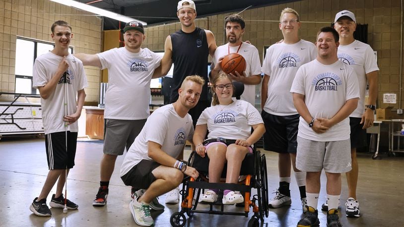 A basketball game called "One Special Game" was held for those with special needs during the Luke Kennard basketball camp at Camp Chautauqua Saturday, July 20, 2024. Camp attendees cheered on the players during the event. NICK GRAHAM/STAFF