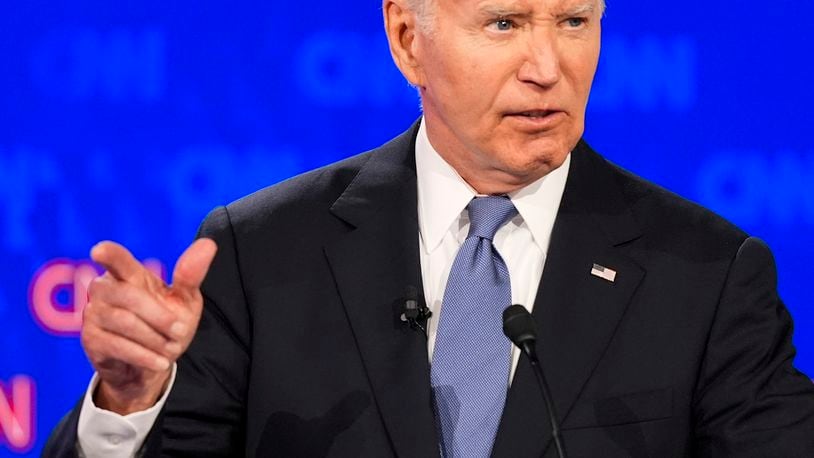 FILE - President Joe Biden, speaks during a presidential debate hosted by CNN with Republican presidential candidate former President Donald Trump, June 27, 2024, in Atlanta. Political opponents, armchair pundits and even nervous supporters are demanding that President Joe Biden undergo cognitive testing after his dismal debate performance – even though his physician says he gets, and passes, an annual neurologic exam. (AP Photo/Gerald Herbert, File)